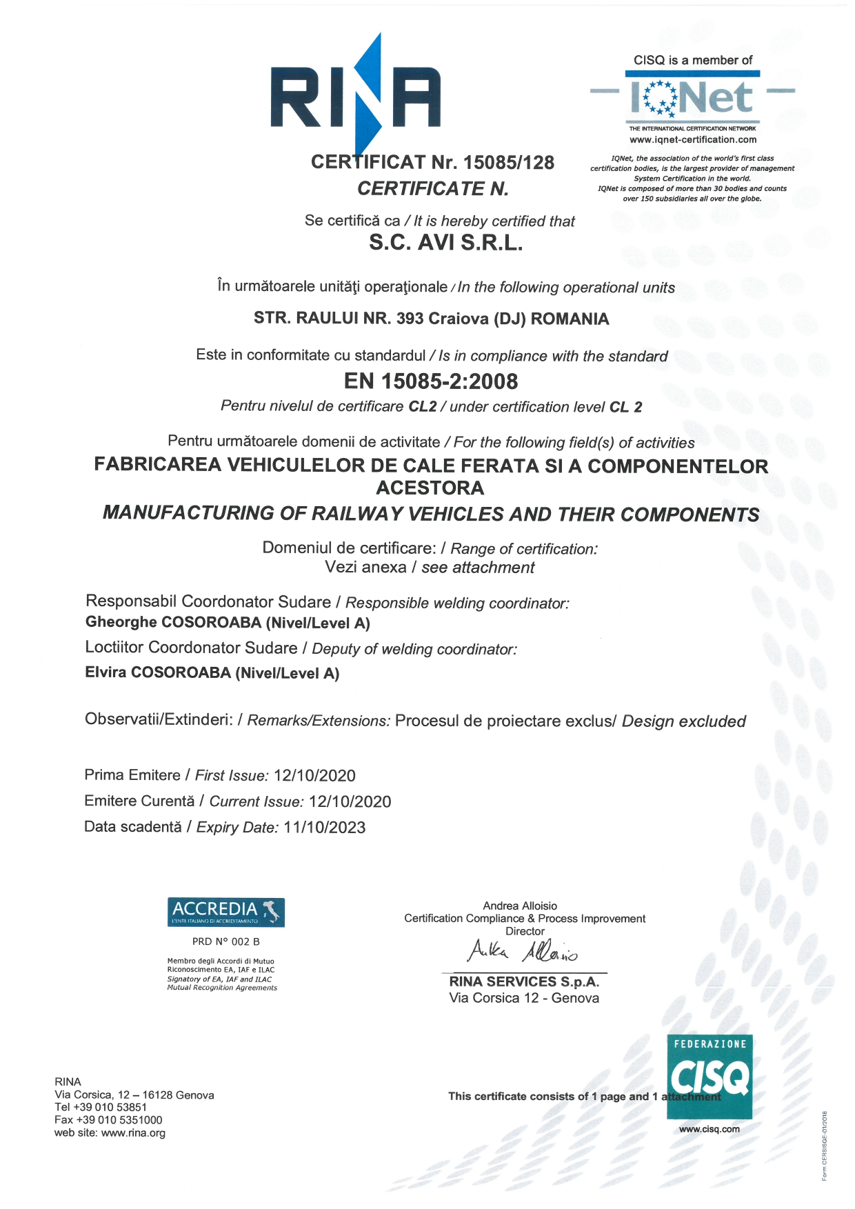 Avi industriale ISO-14001+Cor 1 :2009 (RO)